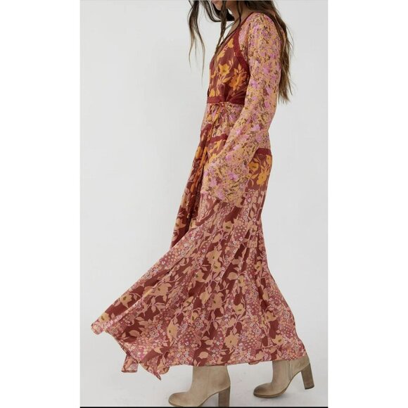 Free People $168 Tilda Wrap Boho Floral Maxi Dress Size Small NWT - Picture 4 of 12